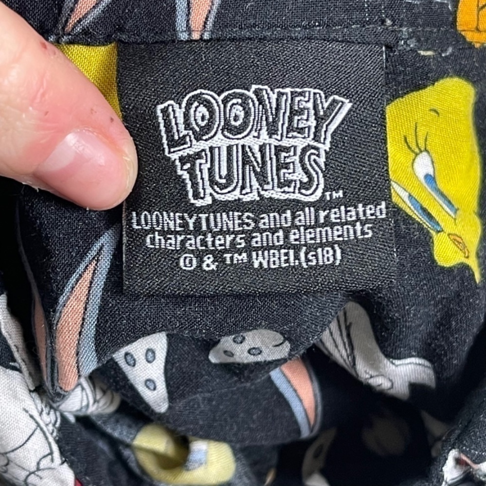 Retro LOONEY TUNES Black & Gold Croped Shirt Small S Tweety Bugs Bunny Sylvester - Picture 4 of 6
